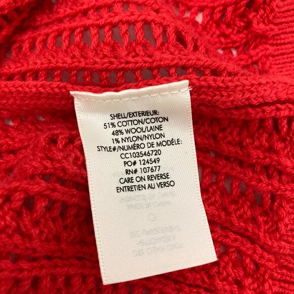 Alice + Olivia Winsor Deep V Slouchy Cardigan Size S Bright Poppy Cotton Wool - Picture 9 of 11